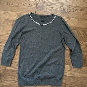 Ann Taylor Charcoal Embellished Sweater